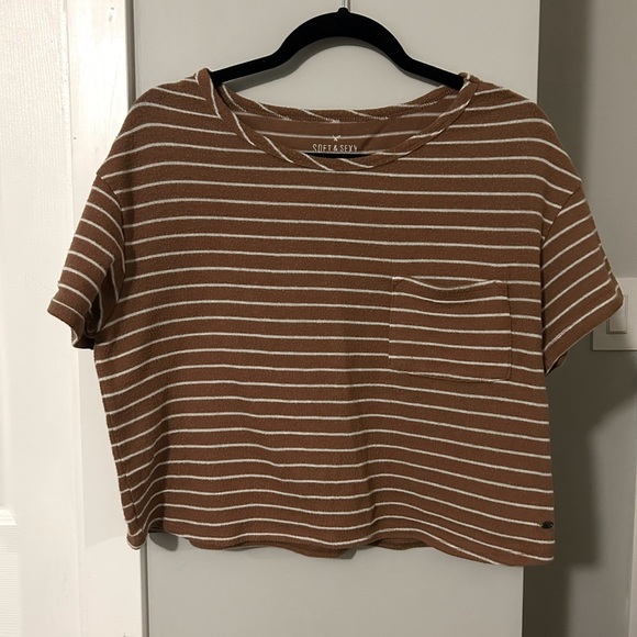 Brown and white striped slouchy shirt - Picture 3 of 3
